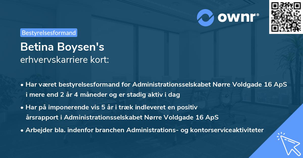 Betina Boysen's erhvervskarriere kort
