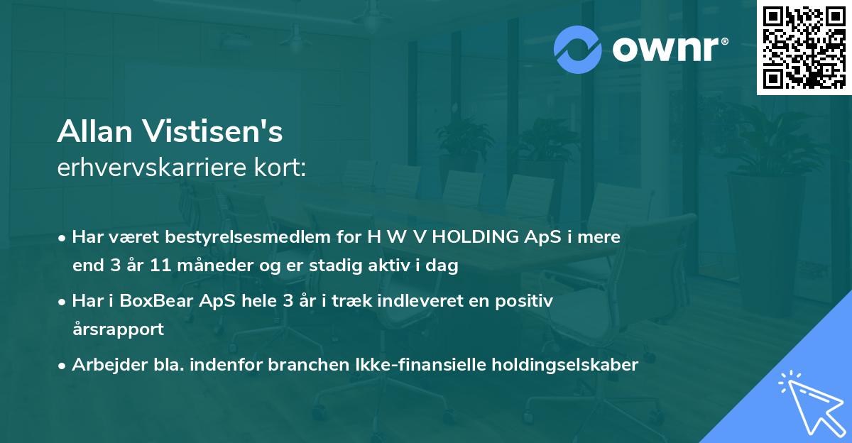 Allan Vistisen's erhvervskarriere kort