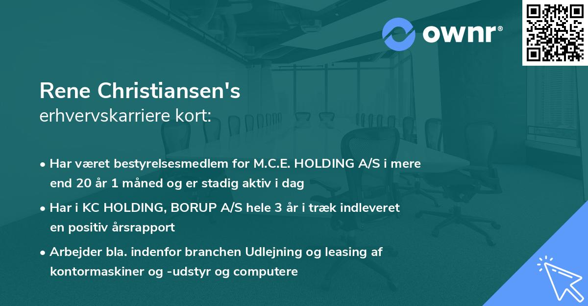 Rene Christiansen's erhvervskarriere kort