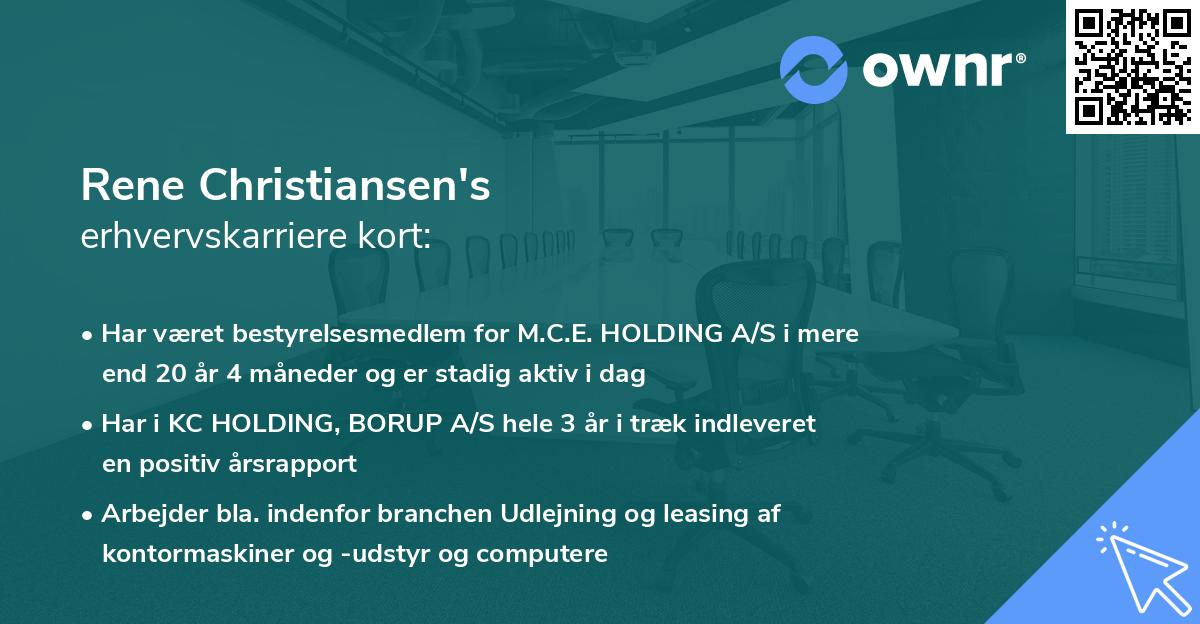Rene Christiansen's erhvervskarriere kort
