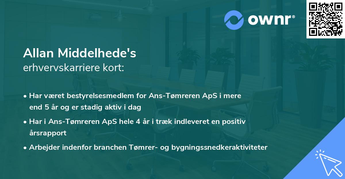 Allan Middelhede's erhvervskarriere kort