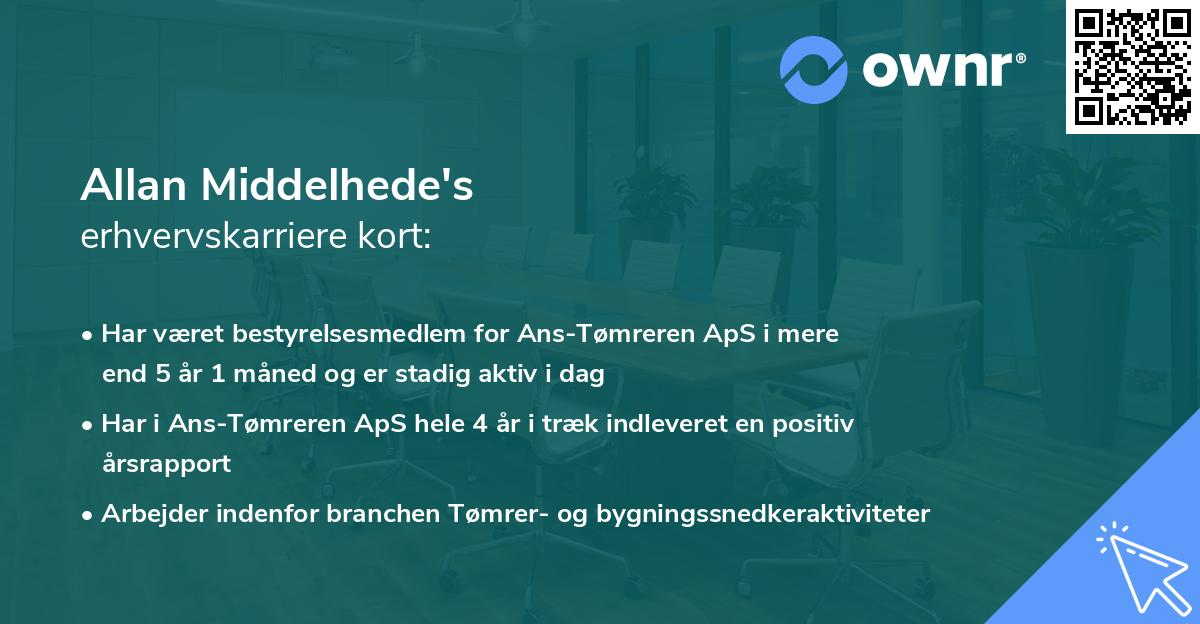 Allan Middelhede's erhvervskarriere kort