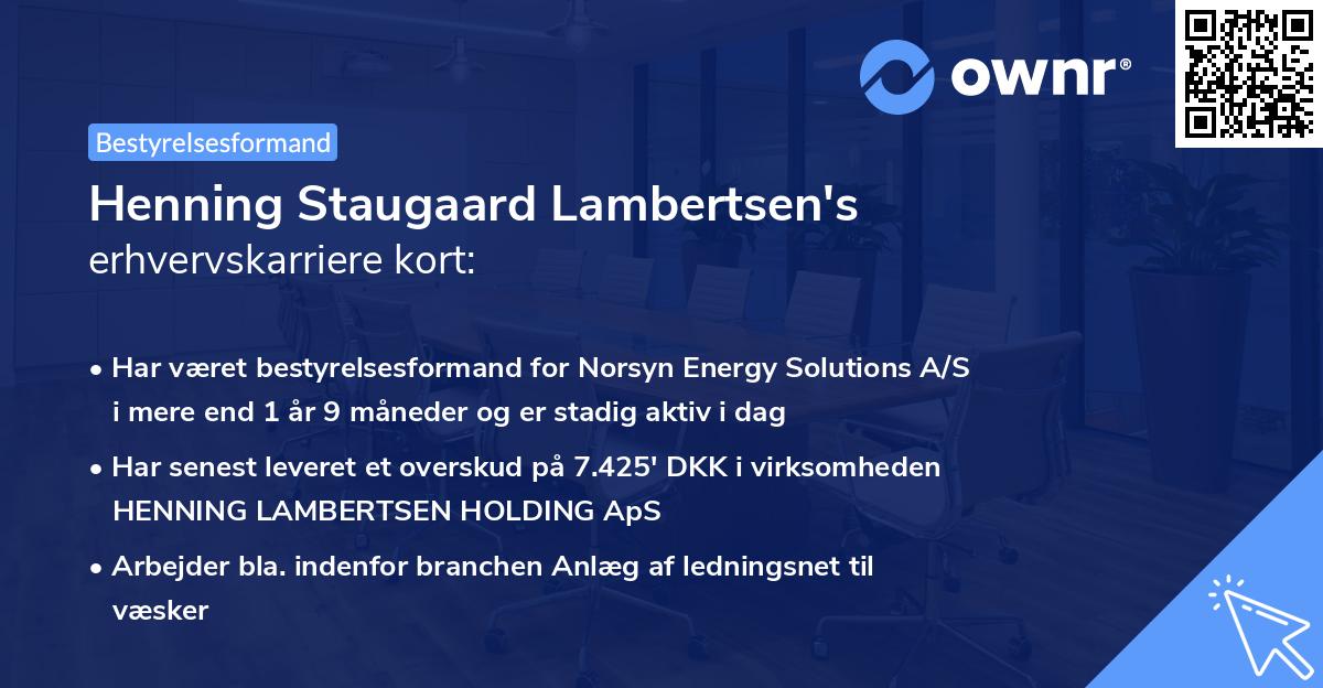Henning Staugaard Lambertsen's erhvervskarriere kort