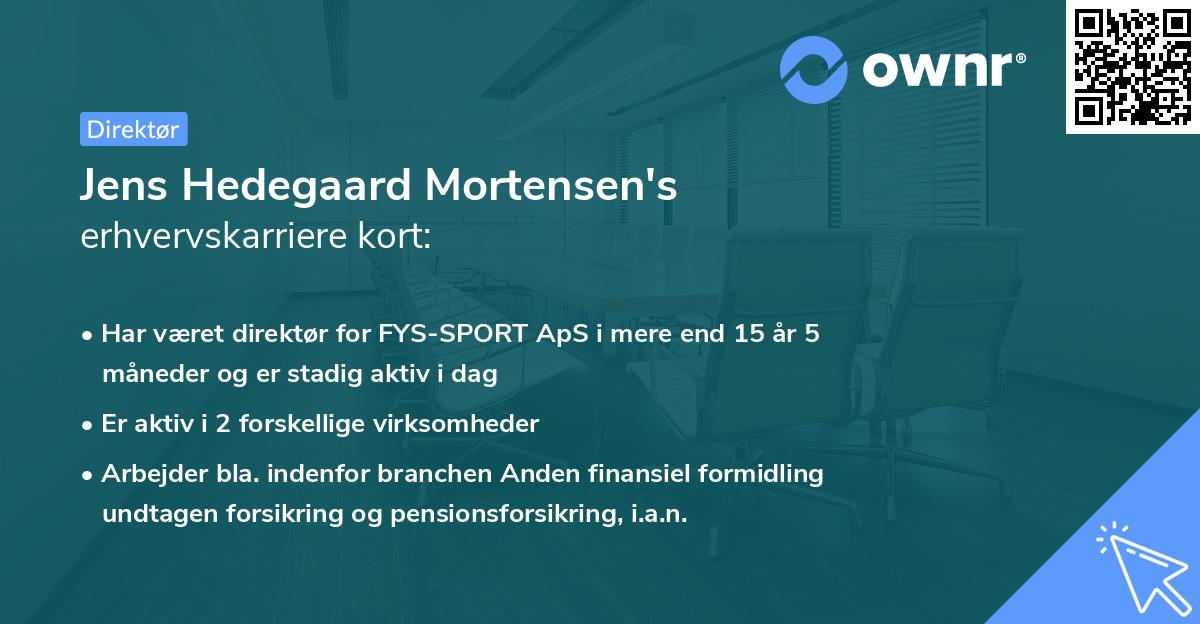 Jens Hedegaard Mortensen's erhvervskarriere kort