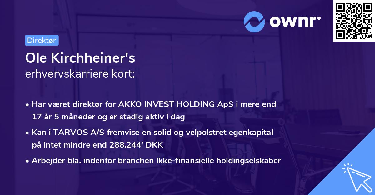Ole Kirchheiner's erhvervskarriere kort