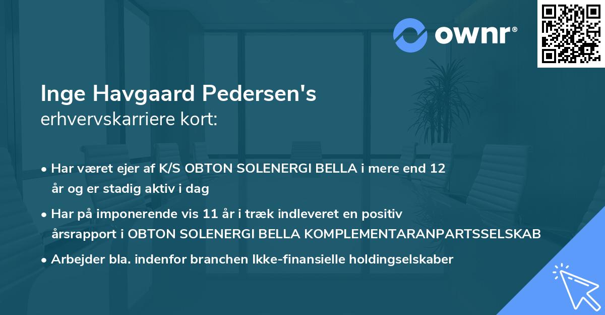 Inge Havgaard Pedersen's erhvervskarriere kort