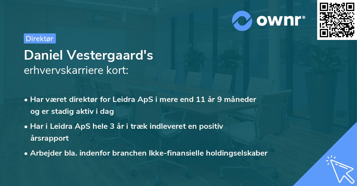 Daniel Vestergaard's erhvervskarriere kort