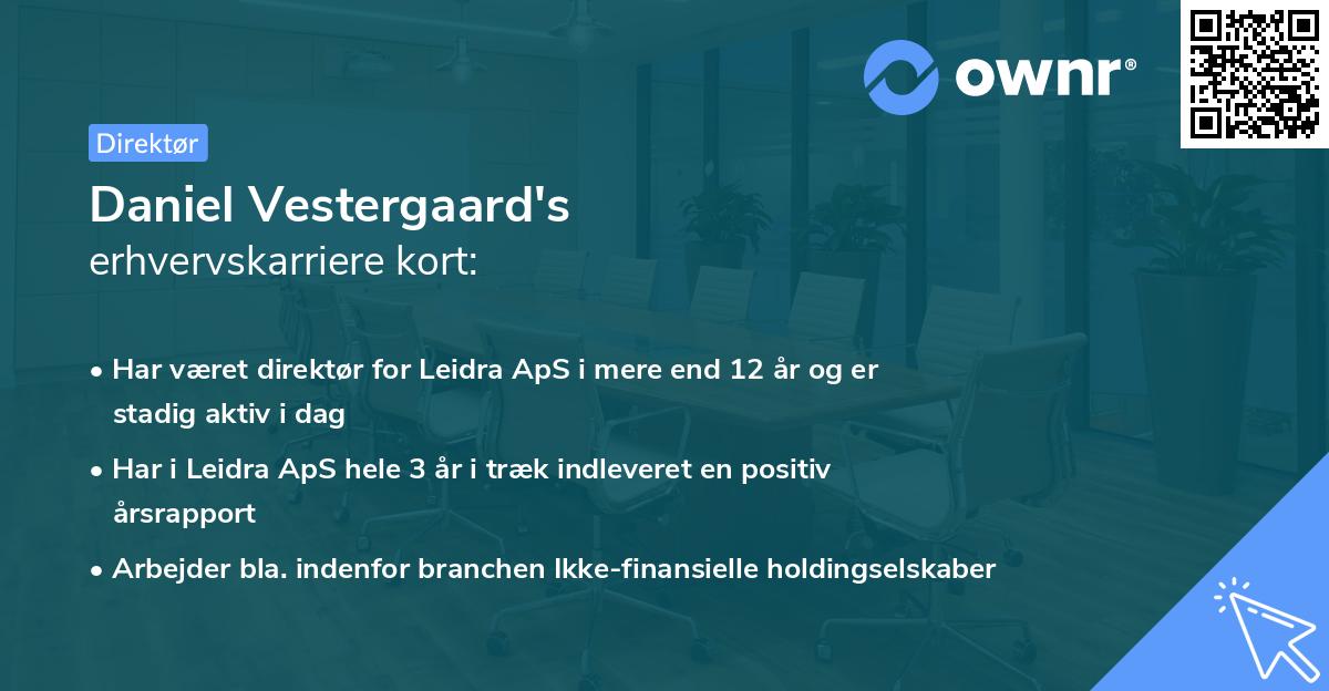 Daniel Vestergaard's erhvervskarriere kort