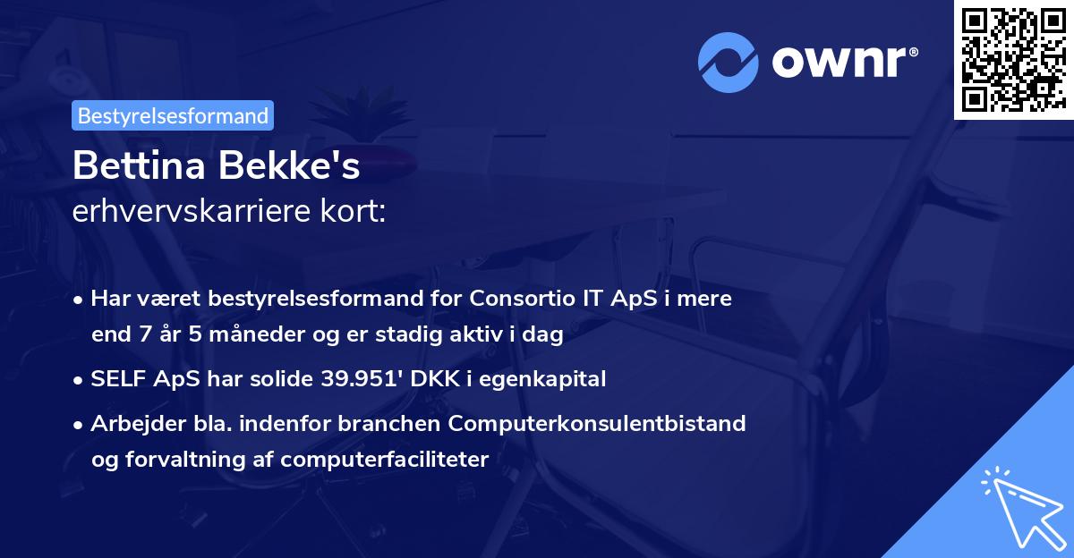 Bettina Bekke's erhvervskarriere kort