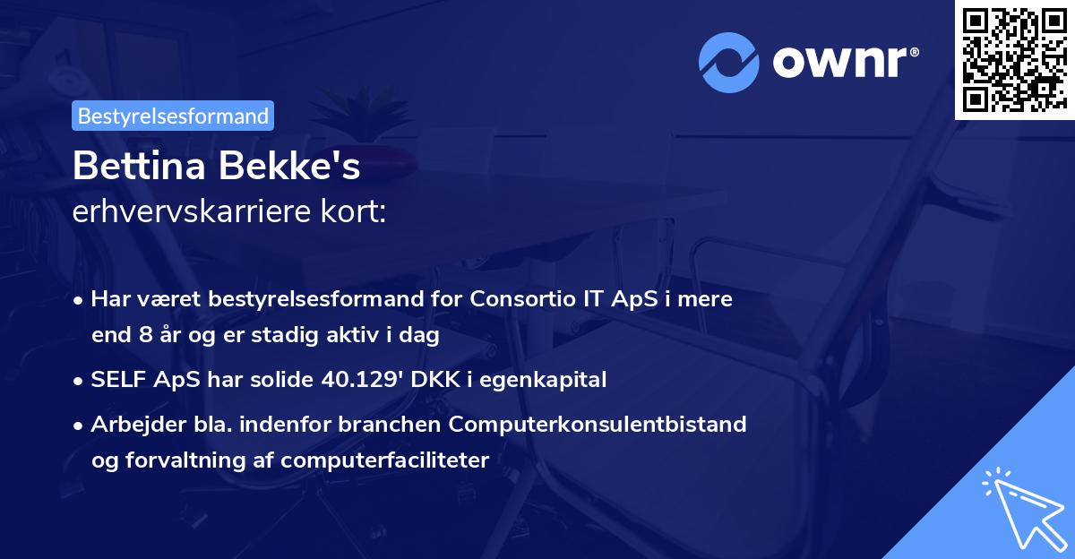 Bettina Bekke's erhvervskarriere kort