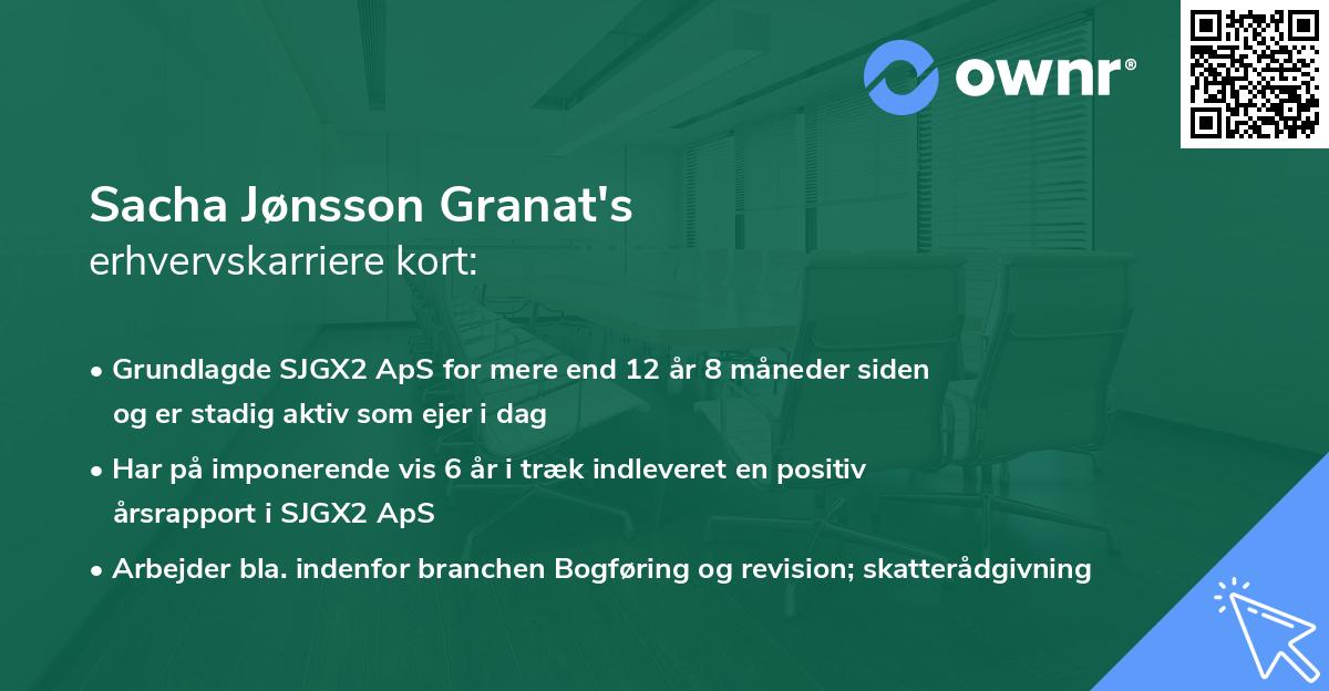 Sacha Jønsson Granat's erhvervskarriere kort