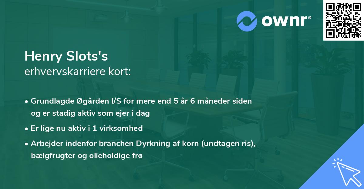 Henry Slots's erhvervskarriere kort