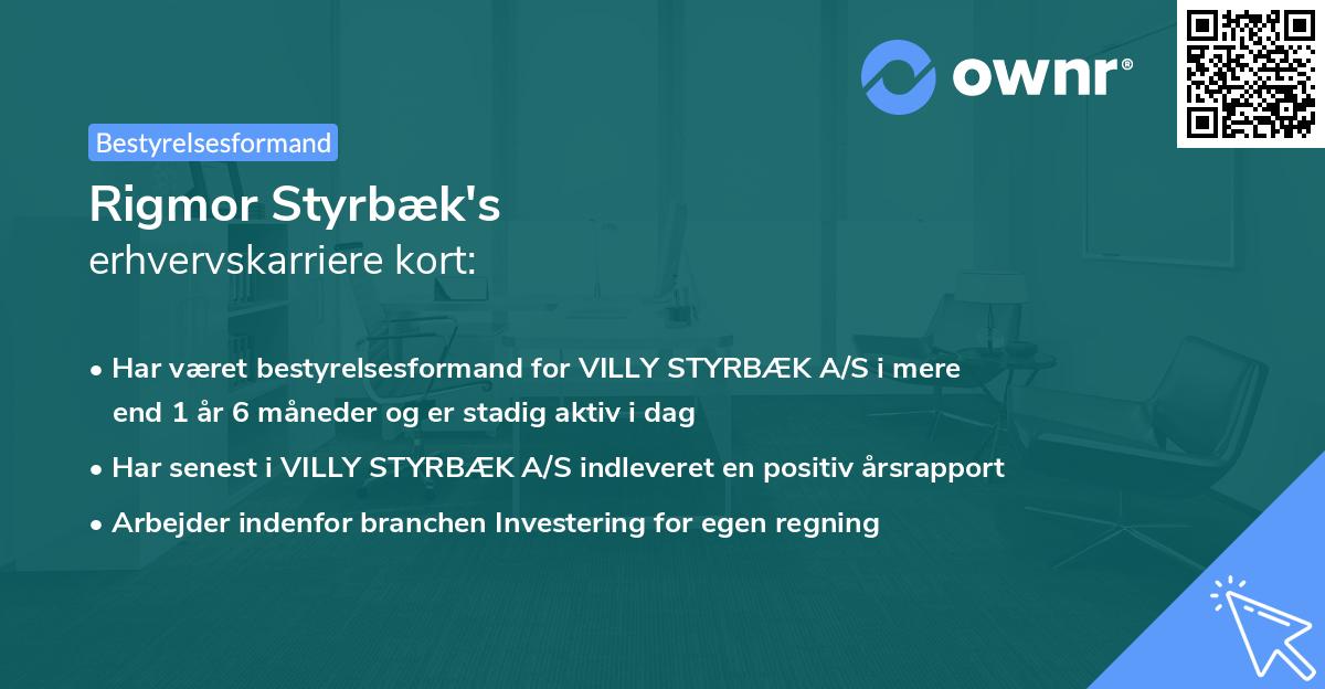 Rigmor Styrbæk's erhvervskarriere kort