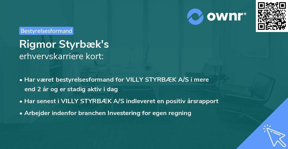 Rigmor Styrbæk's erhvervskarriere kort