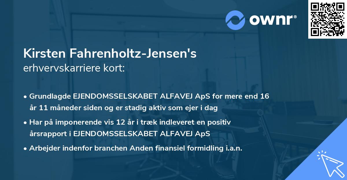 Kirsten Fahrenholtz-Jensen's erhvervskarriere kort
