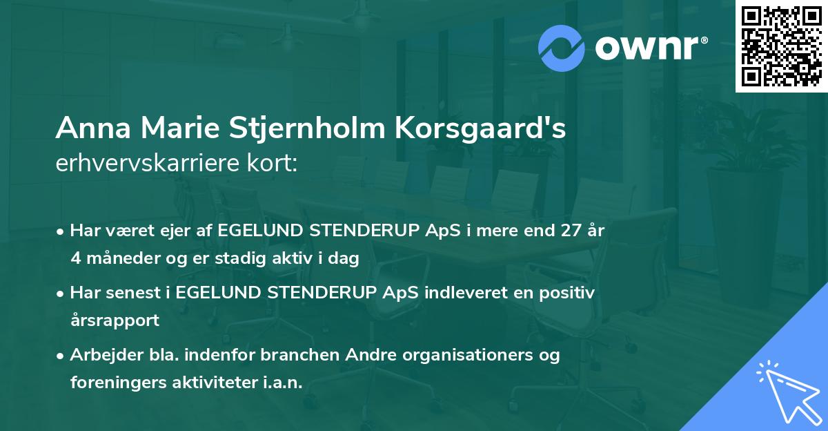 Anna Marie Stjernholm Korsgaard's erhvervskarriere kort