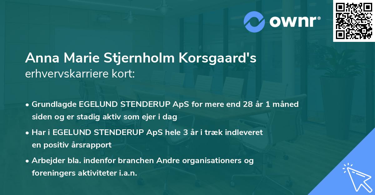 Anna Marie Stjernholm Korsgaard's erhvervskarriere kort