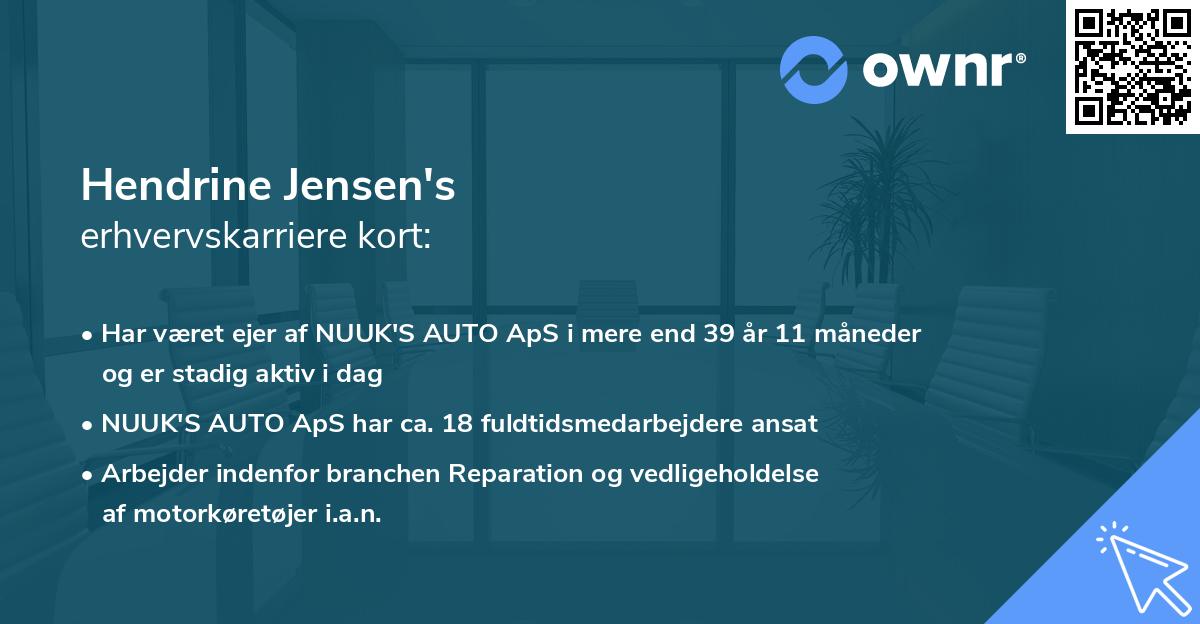 Hendrine Jensen's erhvervskarriere kort