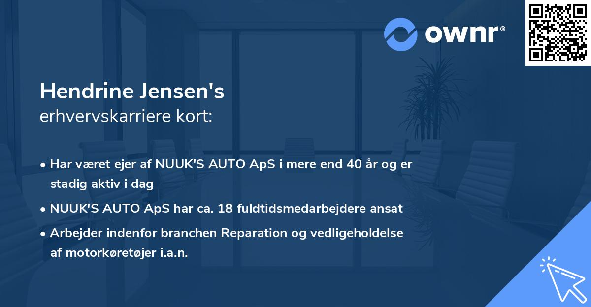 Hendrine Jensen's erhvervskarriere kort