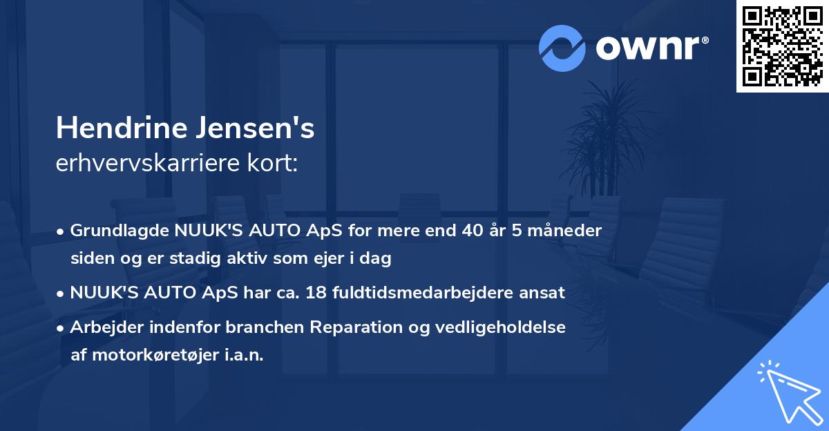 Hendrine Jensen's erhvervskarriere kort