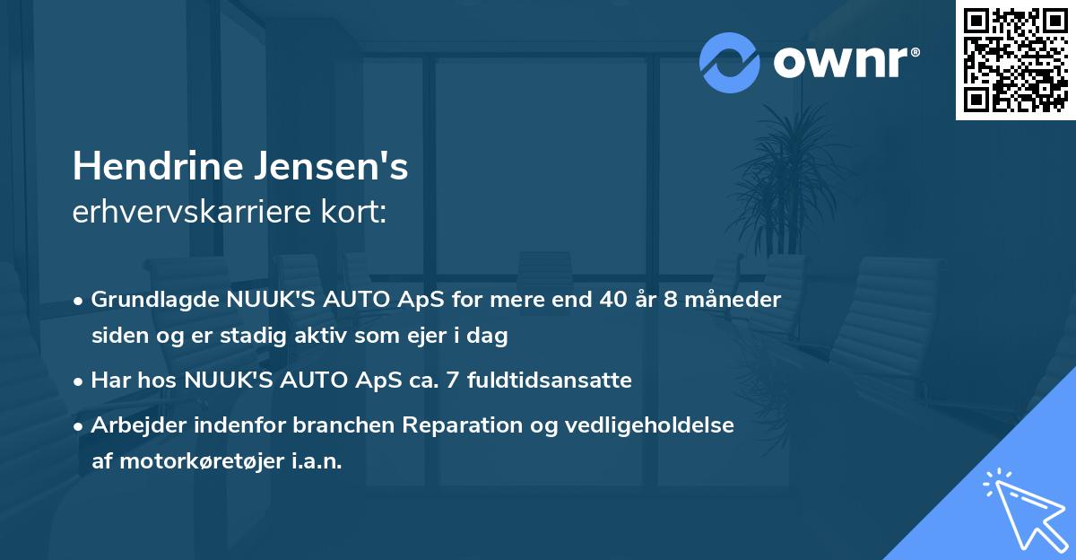 Hendrine Jensen's erhvervskarriere kort