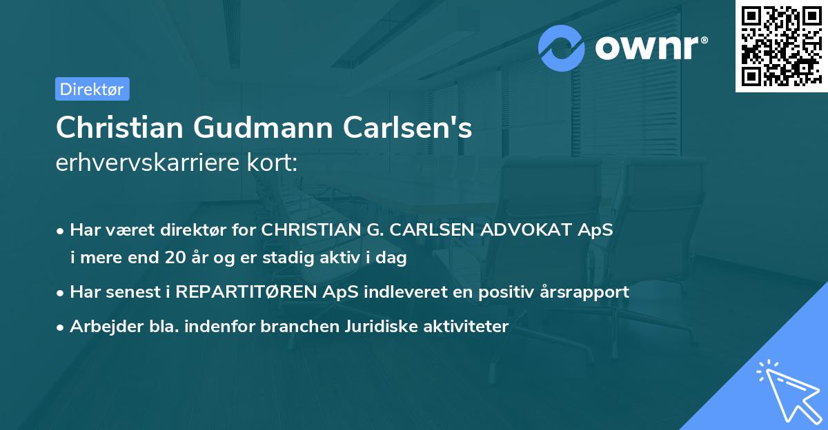 Christian Gudmann Carlsen's erhvervskarriere kort