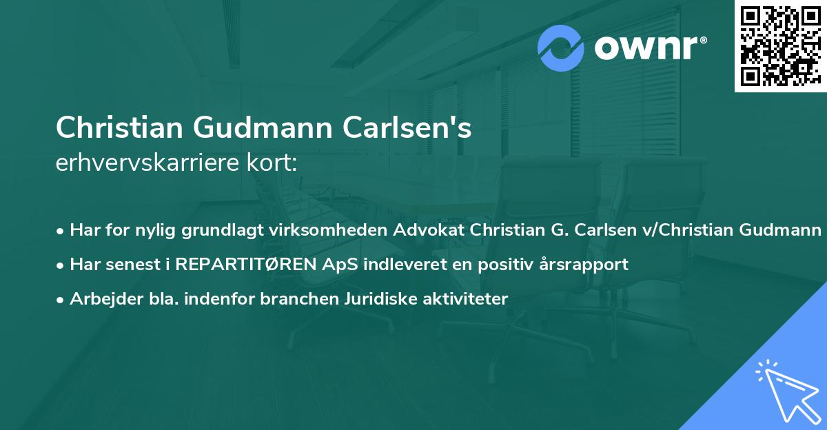 Christian Gudmann Carlsen's erhvervskarriere kort
