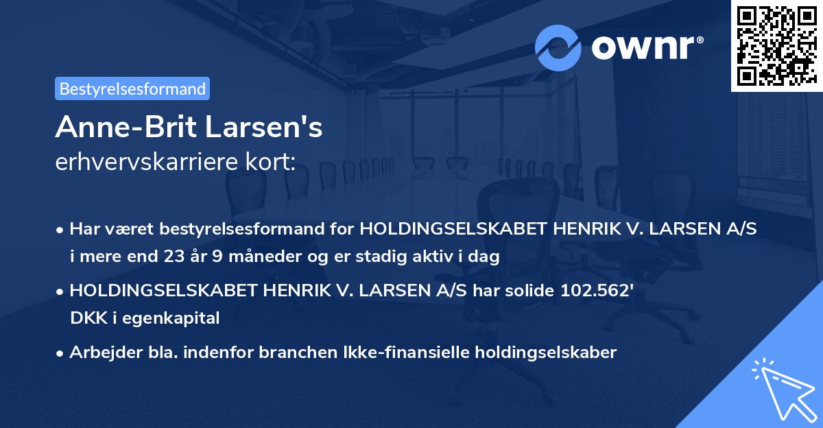 Anne-Brit Larsen's erhvervskarriere kort