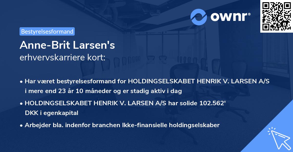 Anne-Brit Larsen's erhvervskarriere kort
