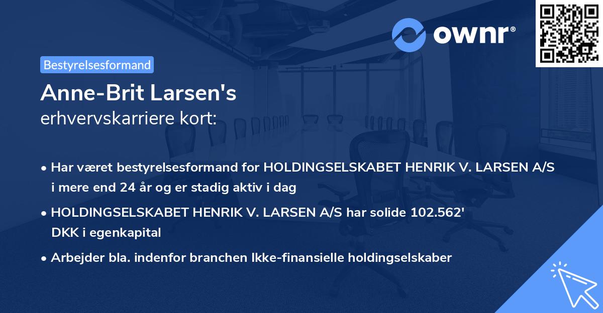 Anne-Brit Larsen's erhvervskarriere kort
