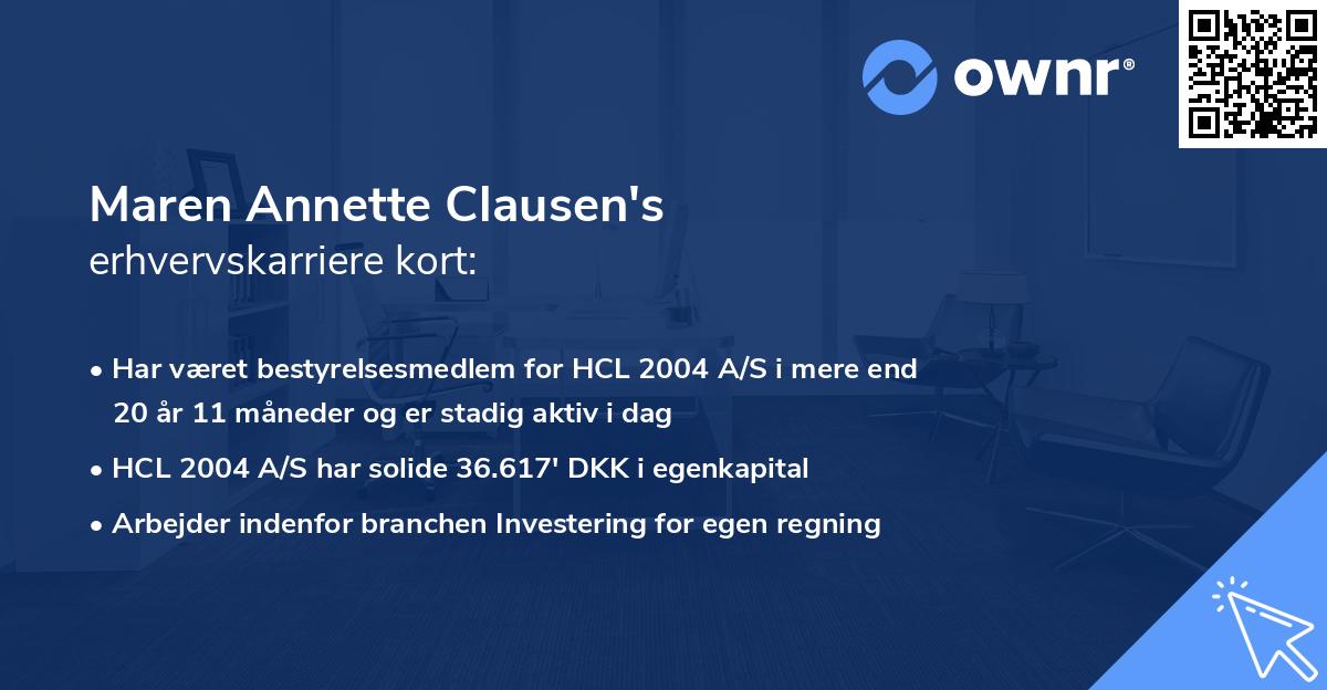 Maren Annette Clausen's erhvervskarriere kort