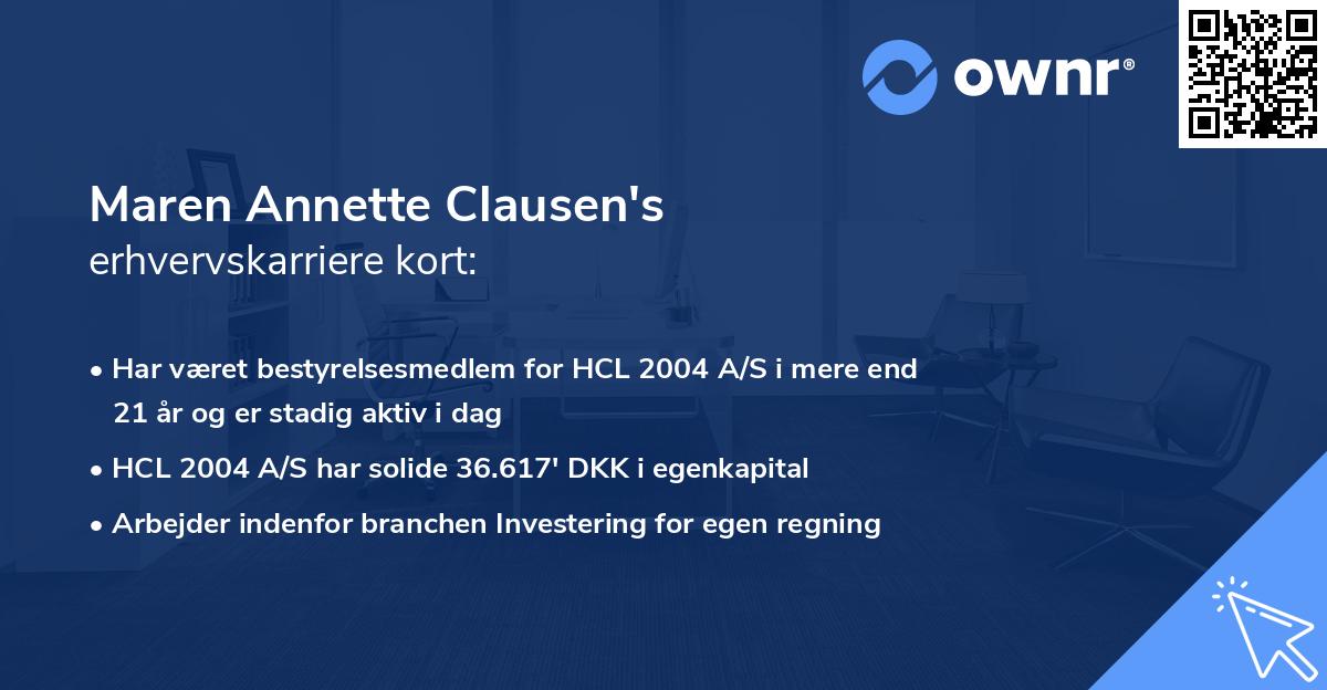 Maren Annette Clausen's erhvervskarriere kort