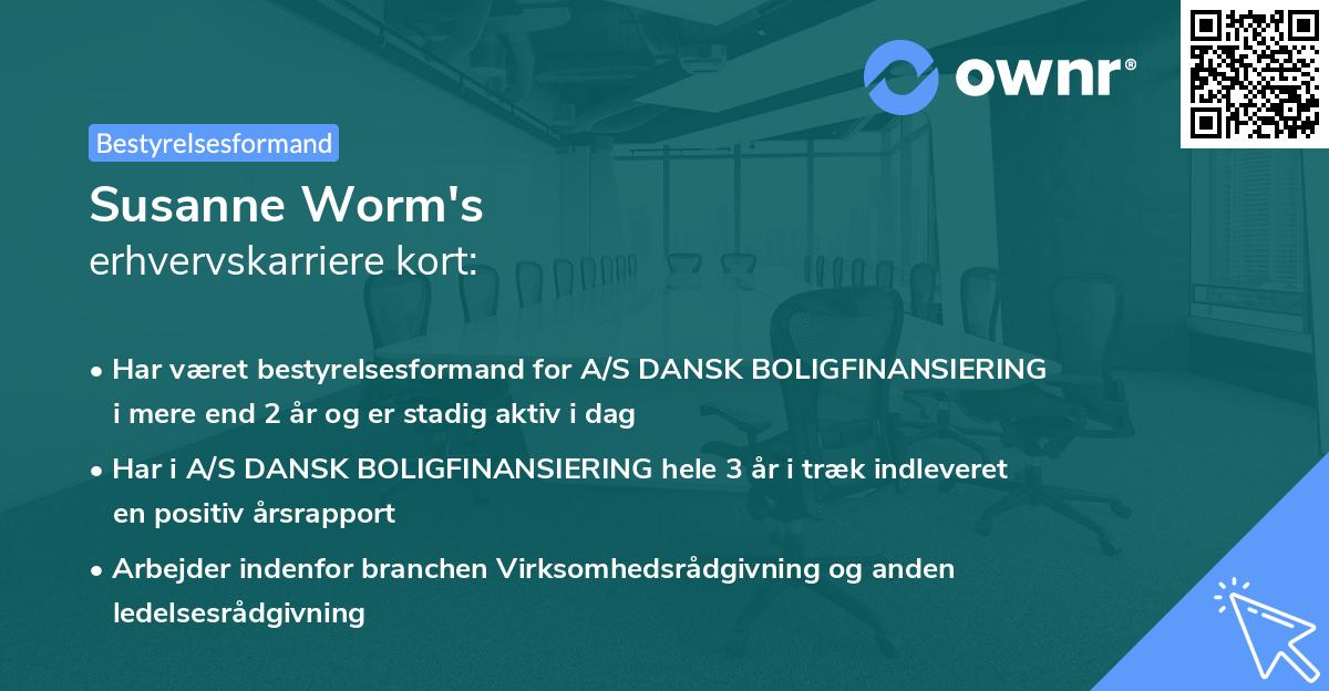 Susanne Worm's erhvervskarriere kort