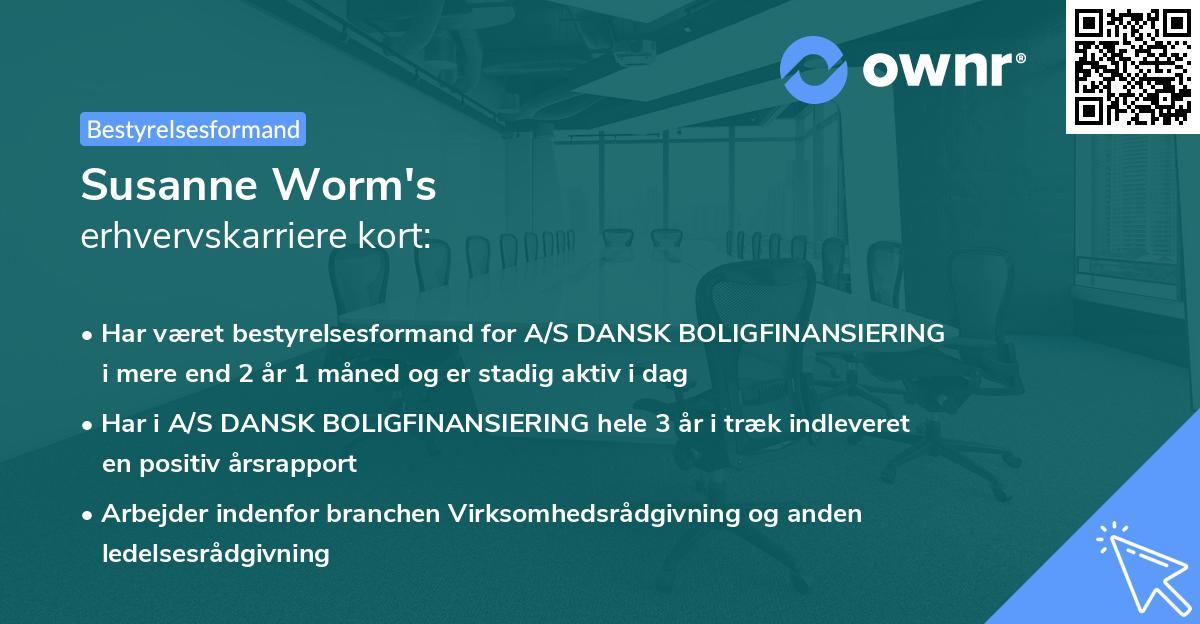 Susanne Worm's erhvervskarriere kort