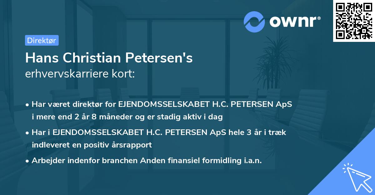 Hans Christian Petersen's erhvervskarriere kort