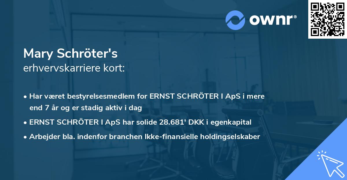 Mary Schröter's erhvervskarriere kort