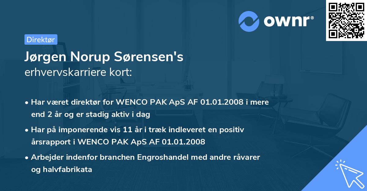 Jørgen Norup Sørensen's erhvervskarriere kort