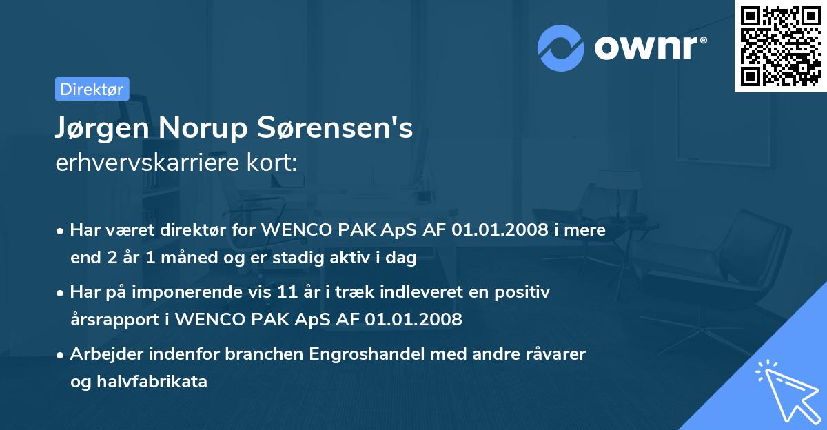 Jørgen Norup Sørensen's erhvervskarriere kort
