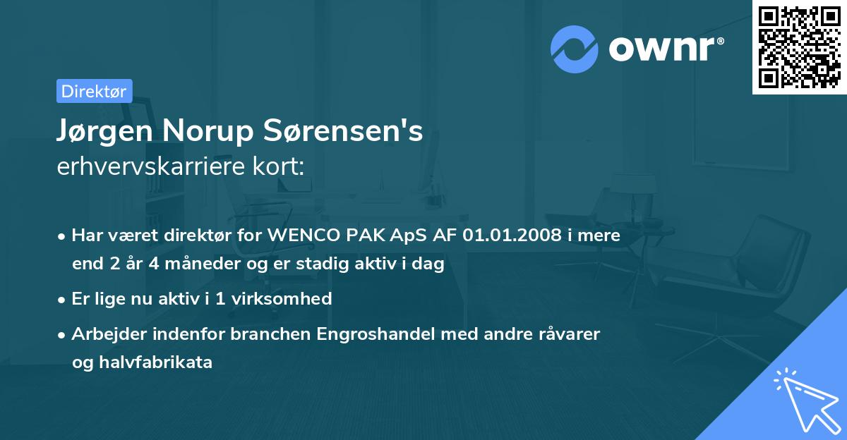 Jørgen Norup Sørensen's erhvervskarriere kort