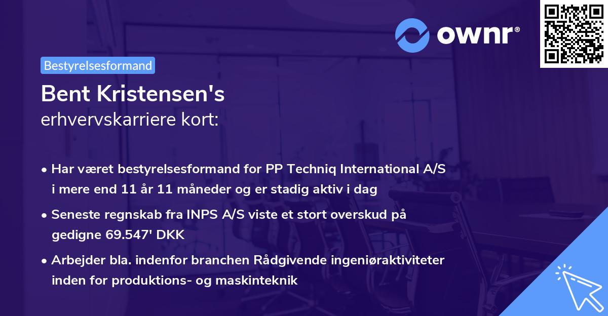 Bent Kristensen's erhvervskarriere kort