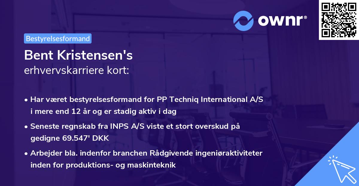 Bent Kristensen's erhvervskarriere kort