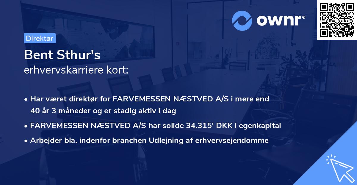 Bent Sthur's erhvervskarriere kort