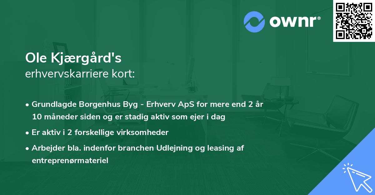 Ole Kjærgård's erhvervskarriere kort