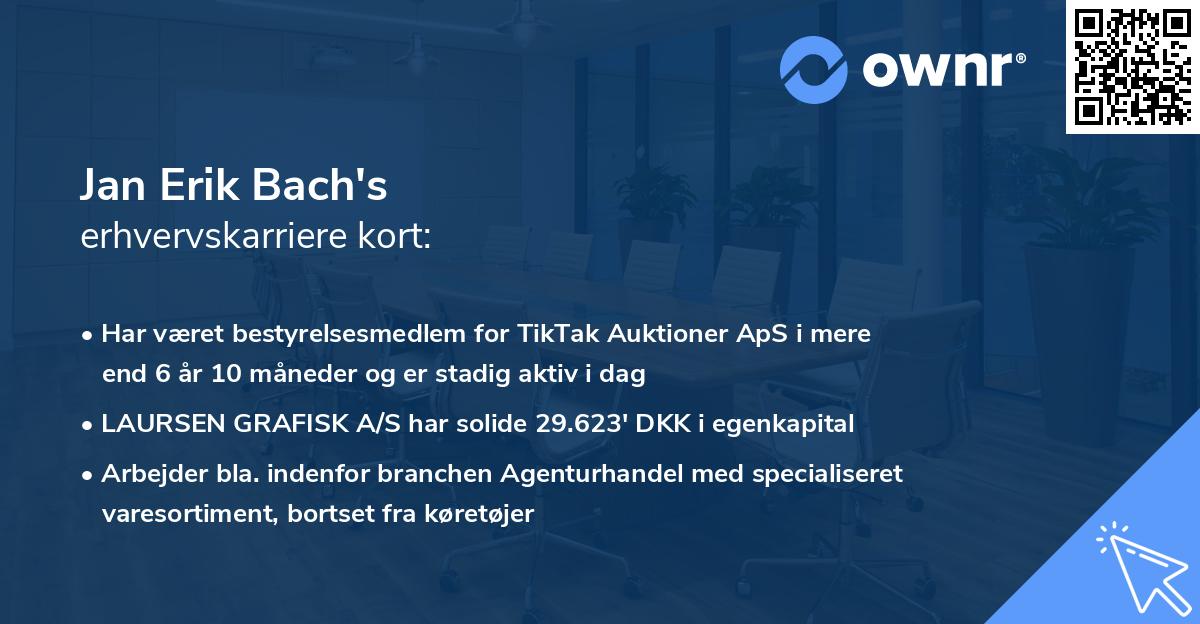 Jan Erik Bach's erhvervskarriere kort