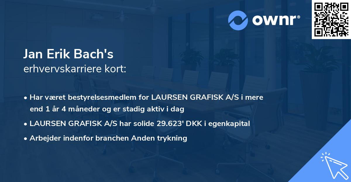 Jan Erik Bach's erhvervskarriere kort