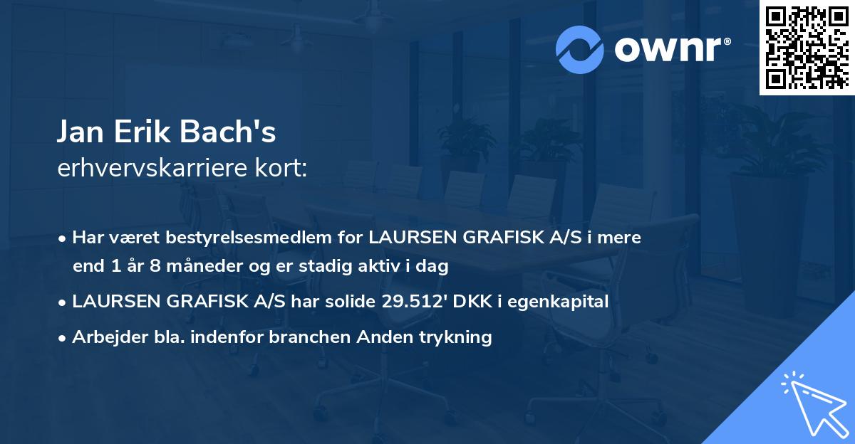Jan Erik Bach's erhvervskarriere kort
