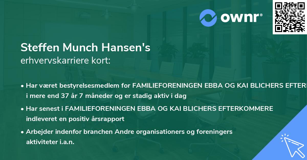 Steffen Munch Hansen's erhvervskarriere kort