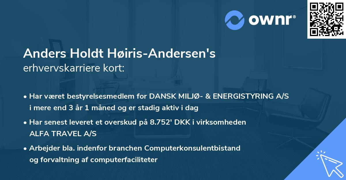 Anders Holdt Høiris-Andersen's erhvervskarriere kort