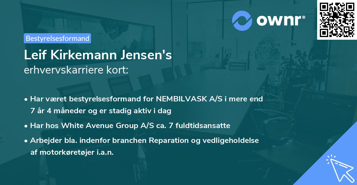 Leif Kirkemann Jensen's erhvervskarriere kort