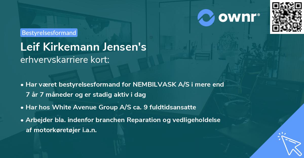 Leif Kirkemann Jensen's erhvervskarriere kort